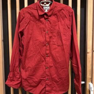 Bare Leisure Mens Shirt Small Red Blue Button Up Long Sleeve All Over Print